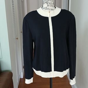 Vintage‎ ST JOHN Black/Ivory Wool Blend Cardigan